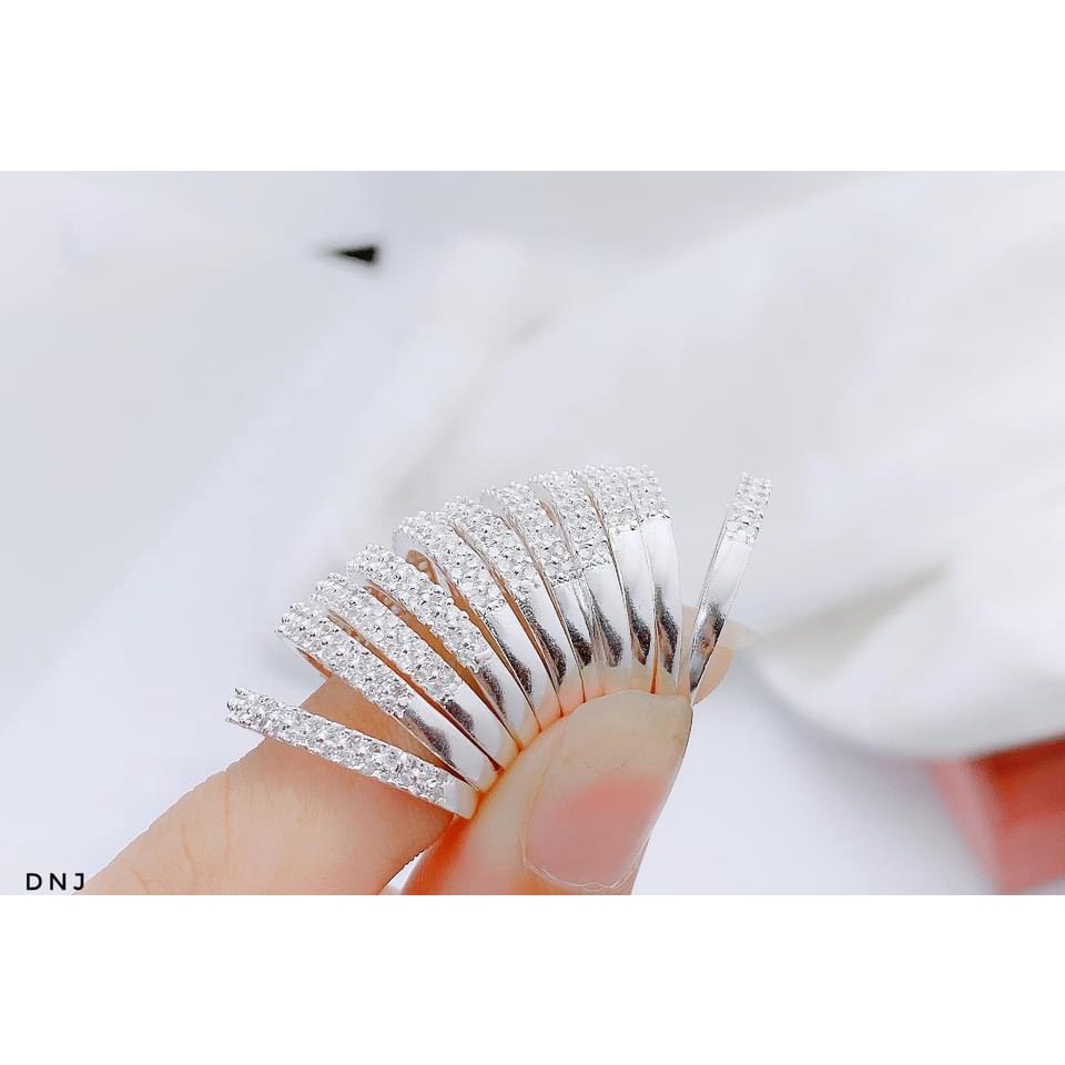 Nhẫn nữ bạc thật 2 hàng đá nhỏ xinh tuyệt đẹp LINH MIU SILVER