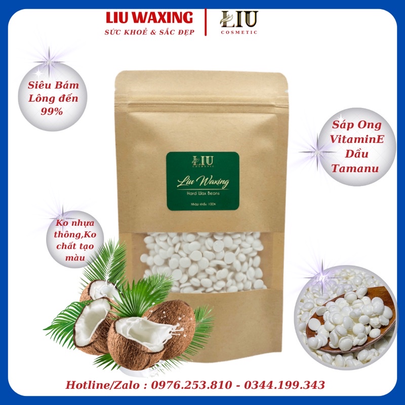 [100GR] SÁP WAX LÔNG LIU WAXING - SÁP NÓNG HẠT ĐẬU Nhập khẩu cao cấp  (HARD WAX  BEANS)