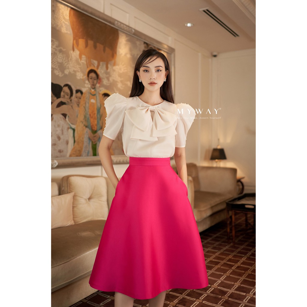 Áo Sơ Mi Nữ Ngắn Tay Đính Nơ Sang Chảnh 9MA0103- MY WAY