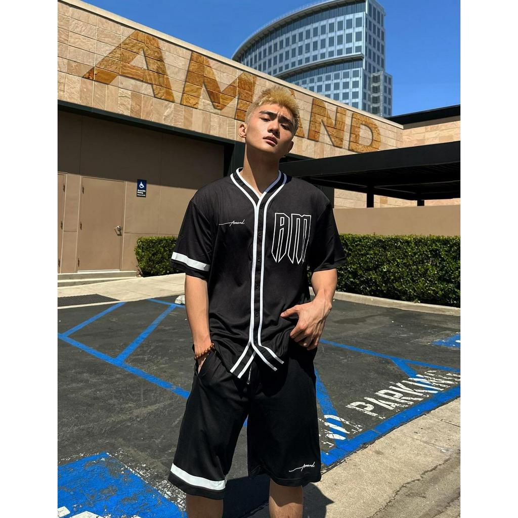 Bộ Quần Áo Bóng Chày Amand x Anh Vũ Unisex Modern Baseball Jersey - Balck/ Grey