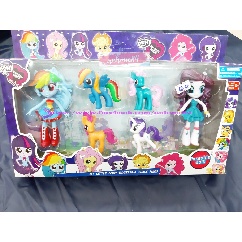 Mô Hình My Little Pony 02 Nhân Vật Cao 12cm + 04 Pony Mini - Ảnh thật.