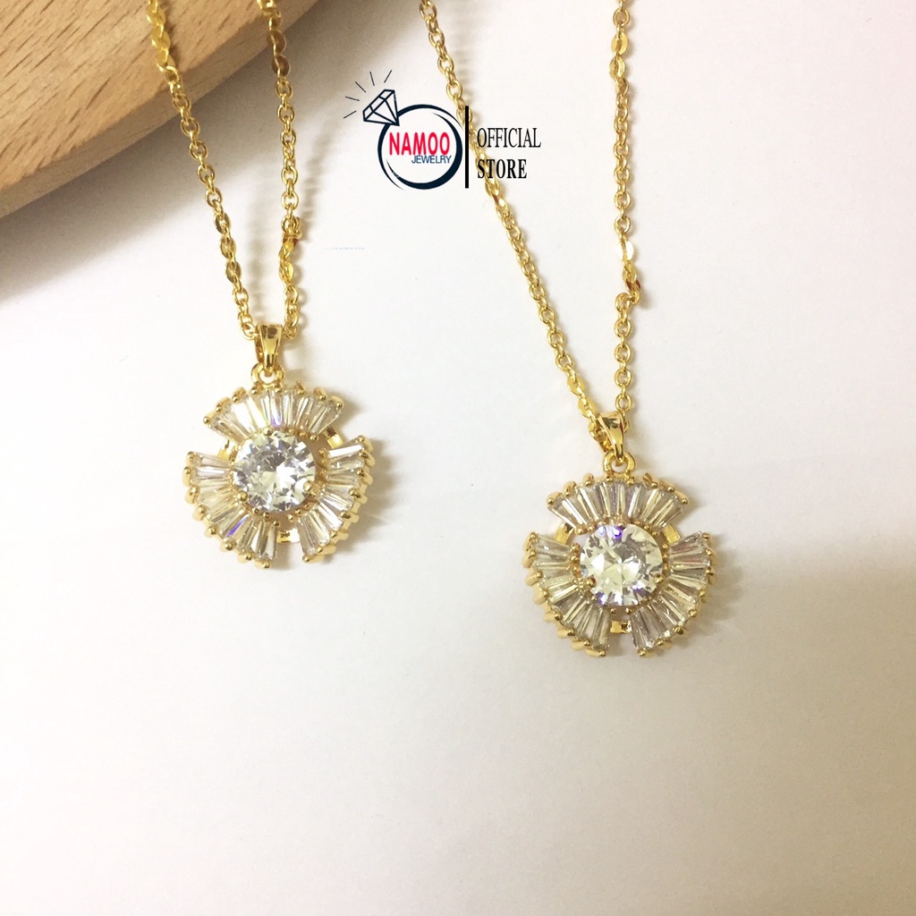 Mặt Dây Chuyền Đính Đá Nữ, Vòng Cổ Mạ Vàng V575 Namoo Jewelry