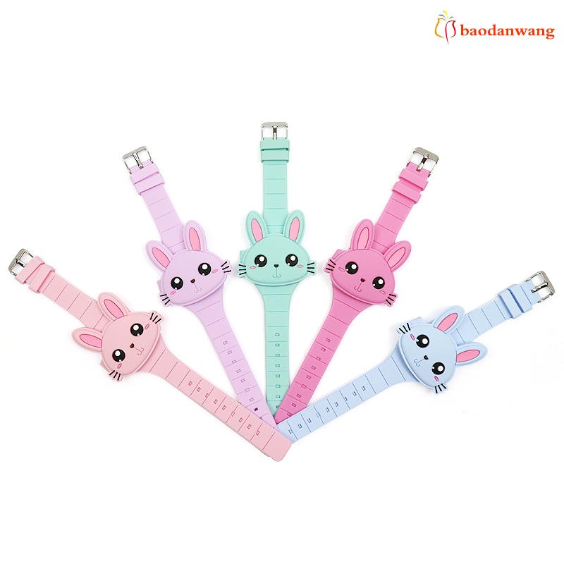 Đồng hồ điện tử dây silicon nắp lật hoạt hình cho bé