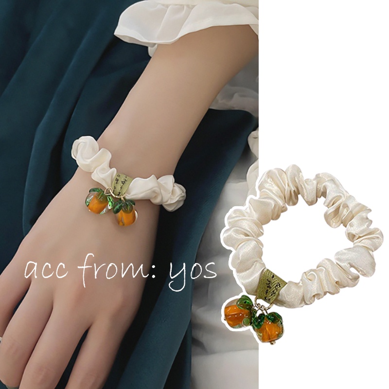 Dây cột tóc vải Scrunchies đính hoa quả xinh xắn HOT TREND cho nữ