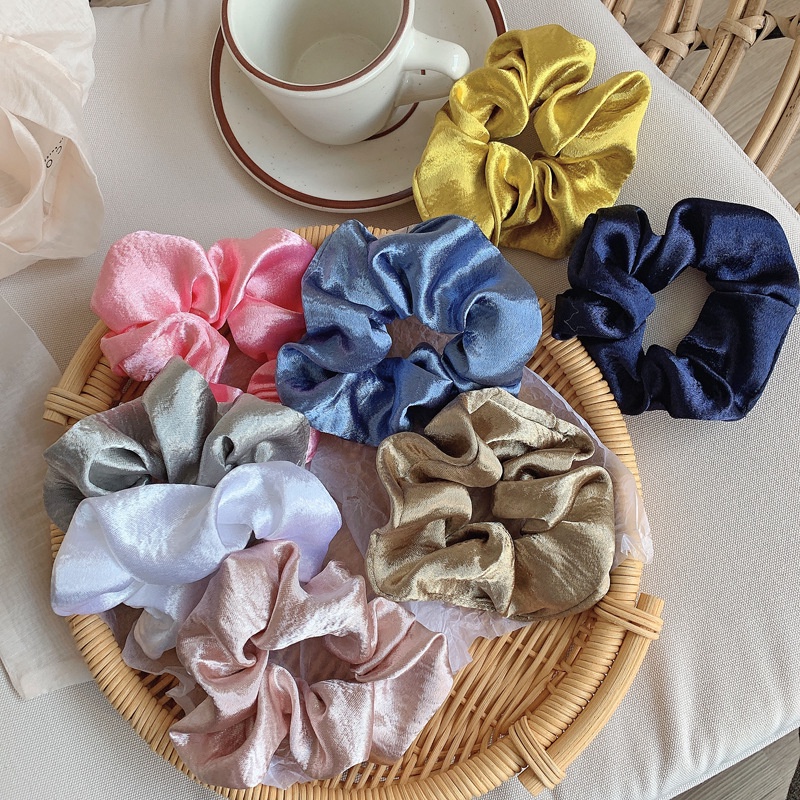 Cột tóc Scrunchies vải lụa Satin phong cách Hàn Quốc xinh xắn thời trang ORI C022