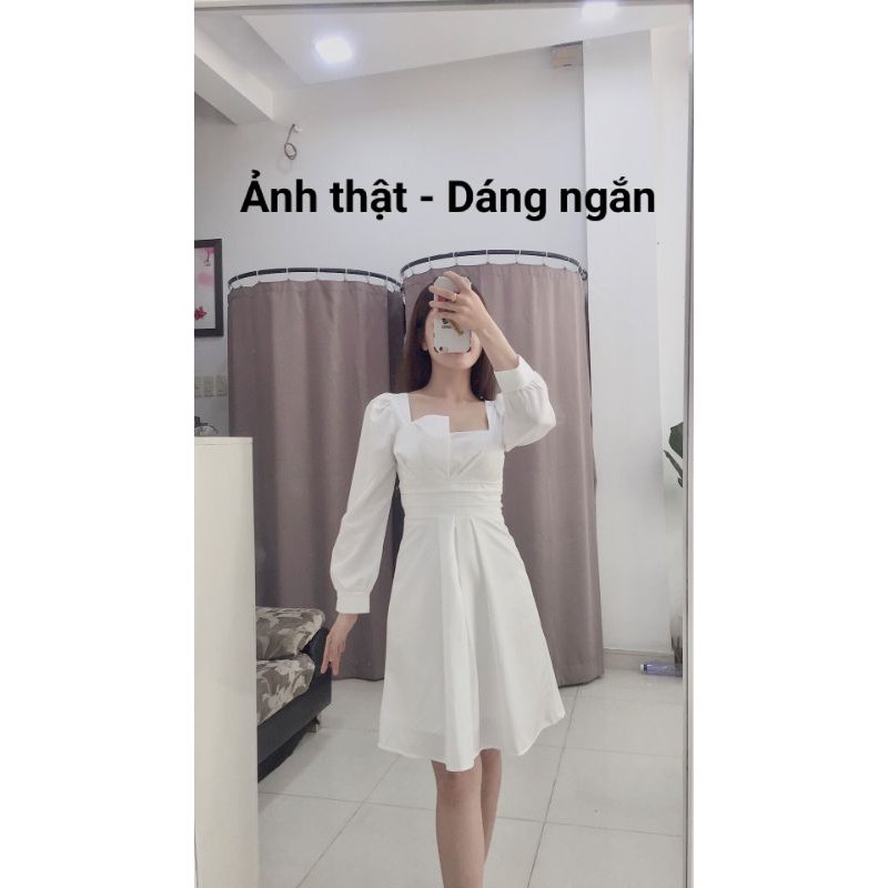 [CÓ SẴN] Đầm nữ trắng cổ vuông dáng xòe dài tay dài phồng Julliet Dress bigsize dự tiệc lady xanh giá rẻ đẹp