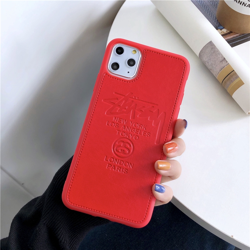 Ốp điện thoại bọc da PU mềm họa tiết Stussy 3D chống sốc cho IPhone 7 8 6 6S Plus 11 Pro Max XS Max X XR