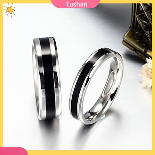 Nhẫn Thép Titan Không Gỉ Màu Đen Cho Cặp Đôi