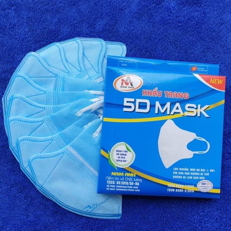 Combo 10 hộp [ 100 chiếc ] khẩu trang 5D  Nam Anh FAMAPRO 3 lớp form ôm mặt, hack tuổi