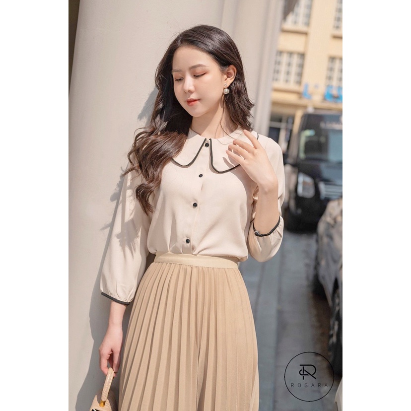ÁO SƠ MI NỮ THIẾT KẾ VIỀN ĐEN AM248