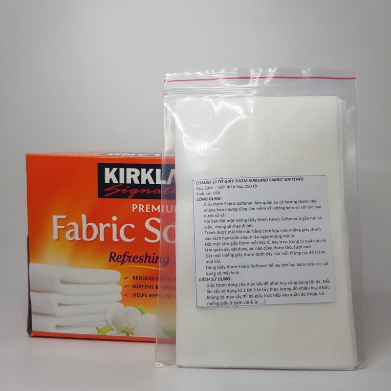 Giấy Thơm Quần Áo Kirkland Fabric Softener của Mỹ 250 tờ
