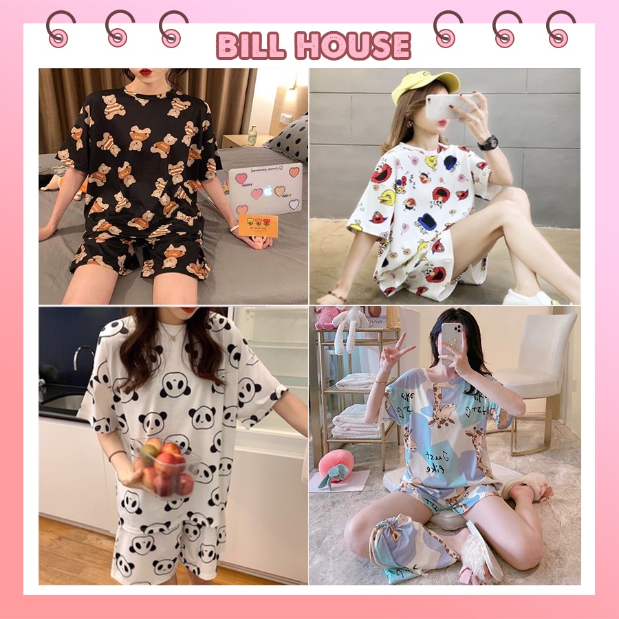Bộ Ngủ Hoạt Hình Tay Cộc Quần Cộc Chất Cotton Cực Mềm Mịn Mát XKBC01 | BigBuy360 - bigbuy360.vn