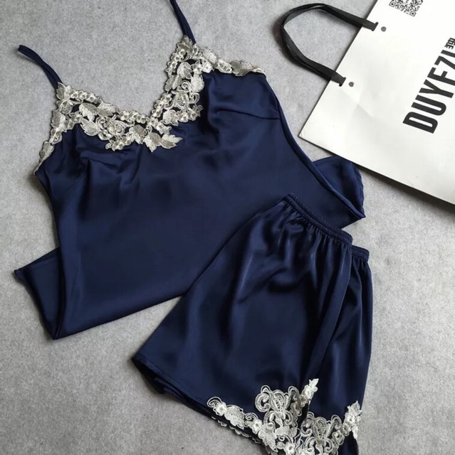 Đồ Bộ Ngủ Lụa satin phối  ren(hàng có sẵn)