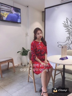 VÁY HOA ĐỎ MANGO AUTHENTIC