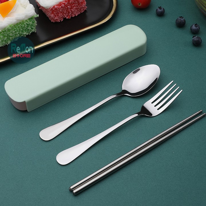 [Chọn mẫu] Bộ muỗng đũa nĩa INOX 304 DÀY CHUẨN dùng cá nhân cơm trưa văn phòng, đi du lịch, công tác, picnic dã ngoại