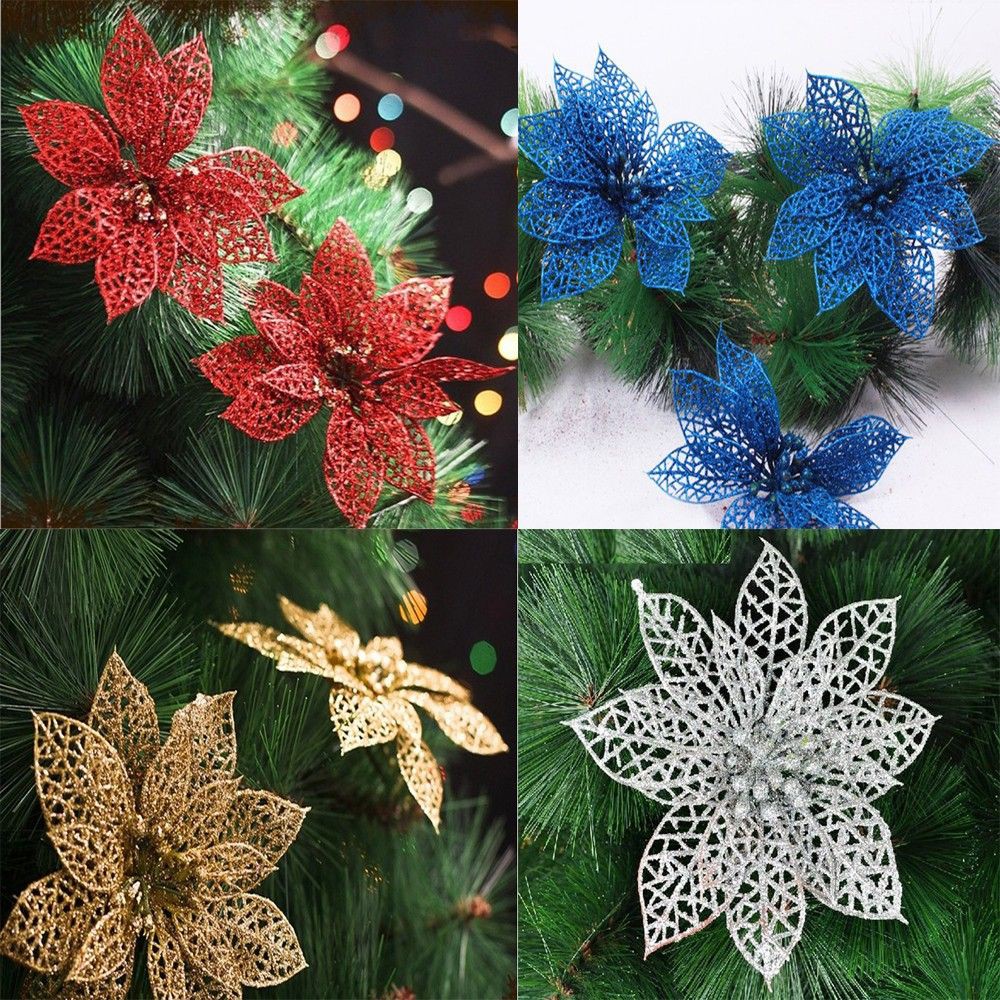 Hoa lấp lánh trang trí giáng sinh 6"