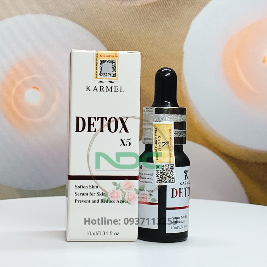 Serum Mụn Detox X5 KARMEL 10ml – Giải Quyết Mụn Ẩn, Đầu Đen; Da Nhiễm Corticoid; Sáng Da, Mờ Thâm Mụn -NDC Shop