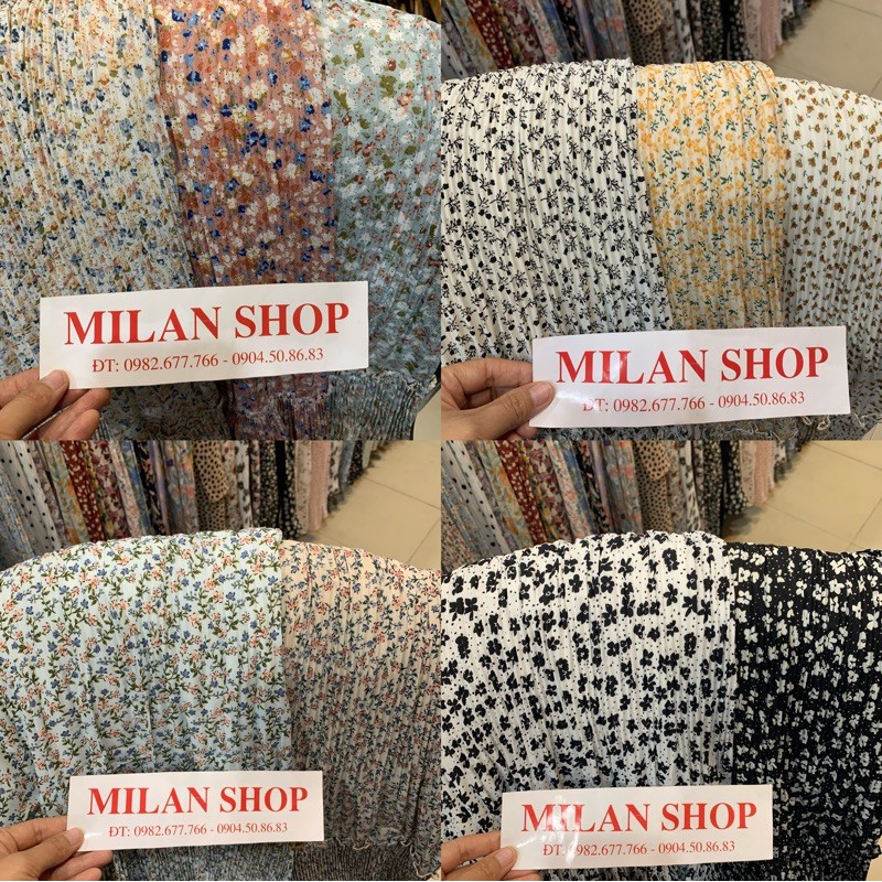 Chân váy hoa dập ly dài tầng 20 màu hot