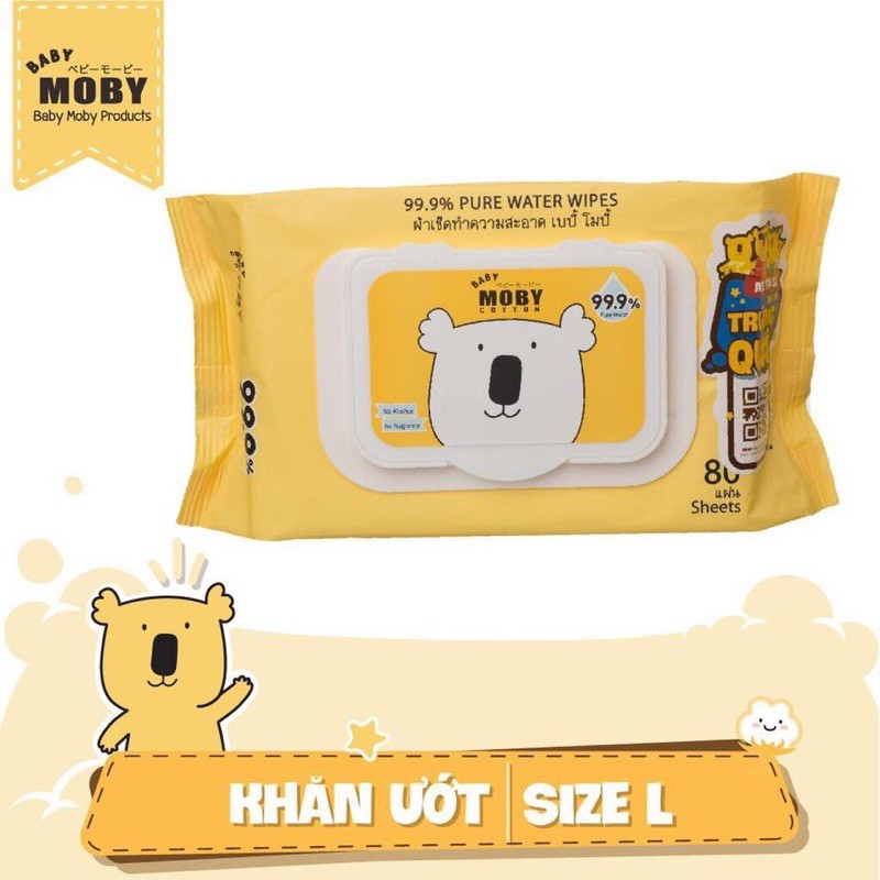 Moby - Khăn ướt tinh khiết 80 chiếc MB6225