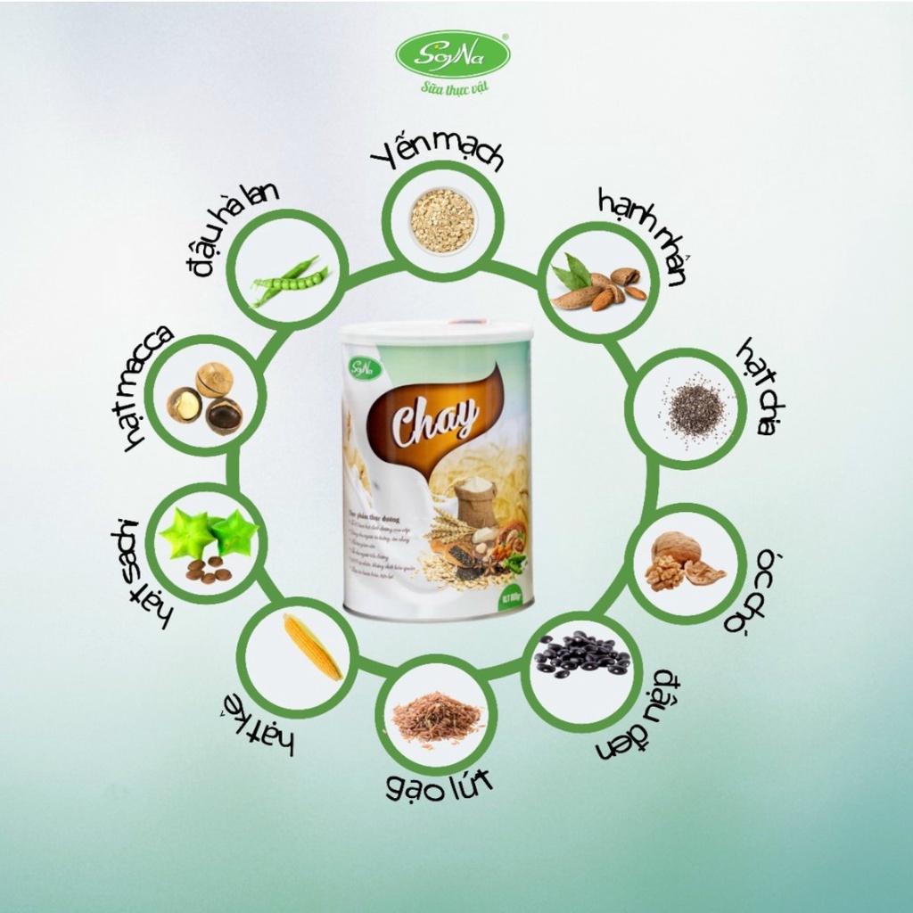 Sữa thực vật Chay SoyNa, Sữa hạt thực dưỡng cho người ăn chay, ăn kiêng hộp 800g