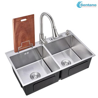 Chậu rửa chén bát inox 304 đúc cao cấp đa năng kt 8245 có cài dao, gác thớt