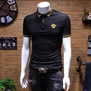 [Nhập TRUO30T4 giảm ngay 10K] ÁO PHÔNG NAM POLO CỔ BẺ VIỀN HỌA TIẾT LOGO VERSACE SN-078