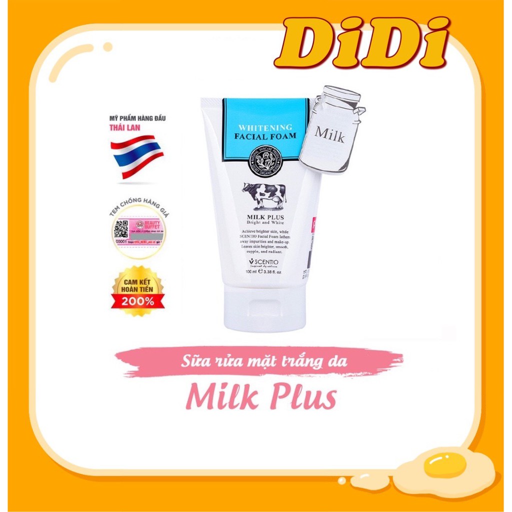Sữa rữa mặt tạo bọt làm trắng da Beauty Buffet Scentio Milk Plus 100ml
