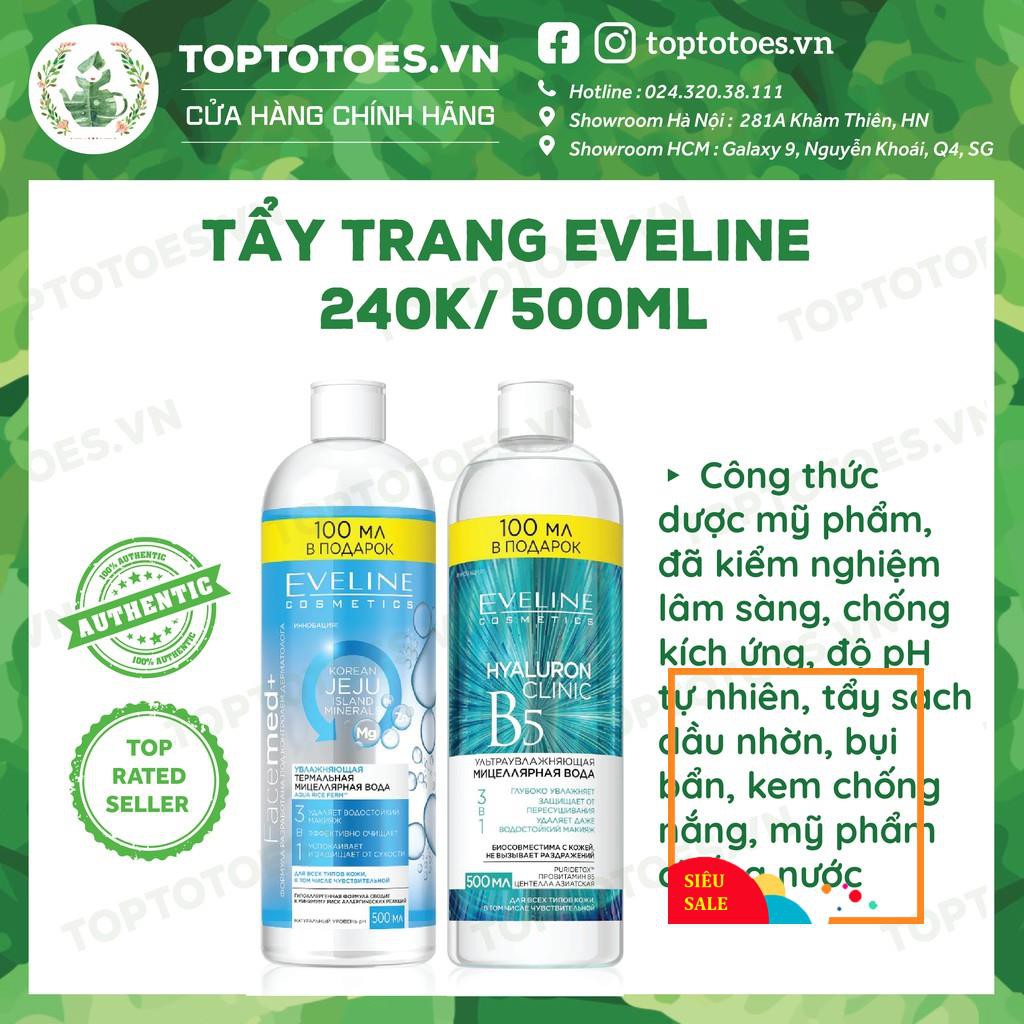 Nước tẩy trang Eveline Korean Jeju Island và Hyaluron Clinic B5 Puridetox tẩy sạch nhẹ dịu