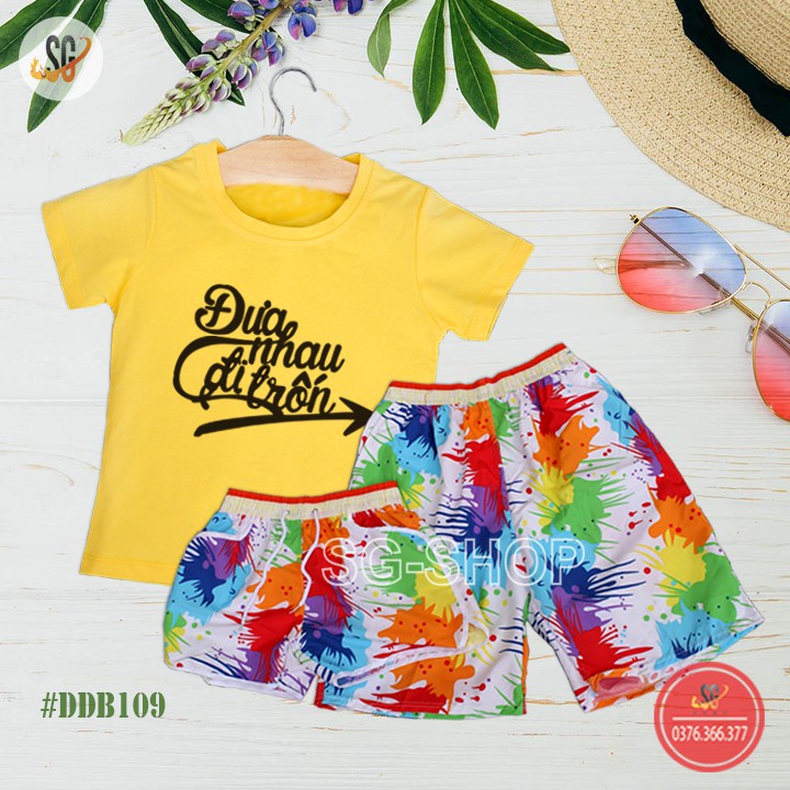Set đồ đôi đi biển nam nữ đồ đồng phục gia đình hội nhóm đi biển đủ size cho bé trai gái DDB109 DONGPHUCSG