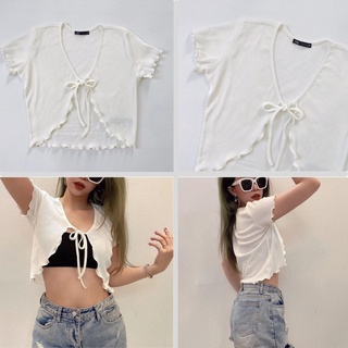 Áo croptop vnxk hãng ZA.A / Chất thun gân / Mix tube cami croptop / Áo khoác / Màu trắng