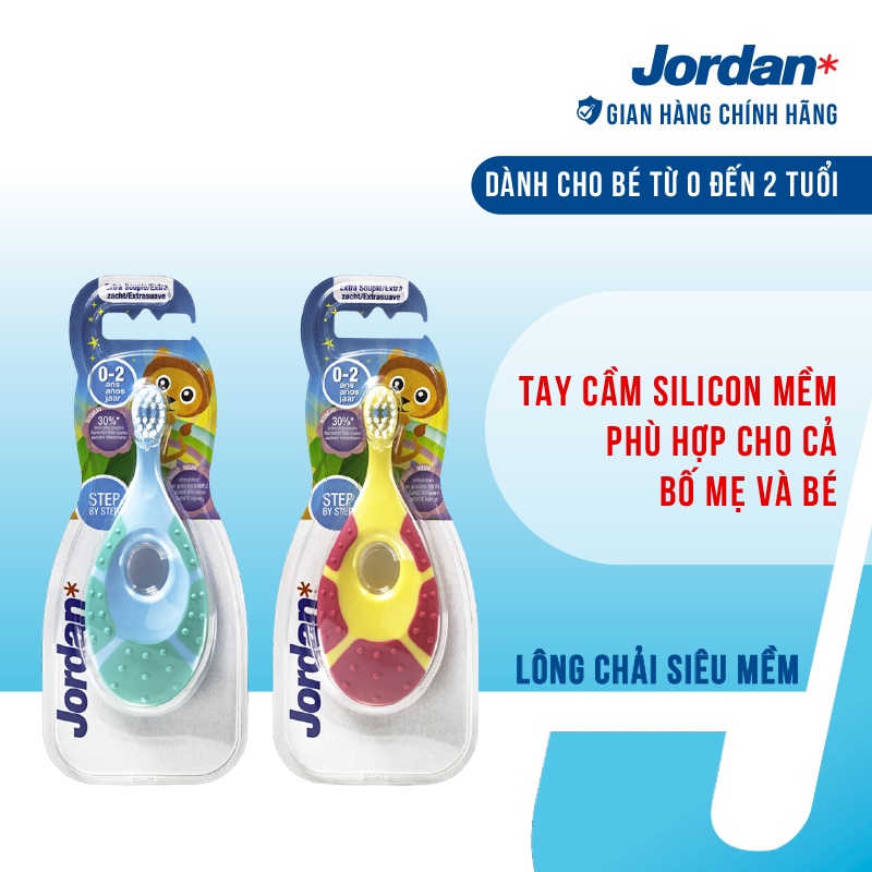 Combo 2 Bàn chải đánh răng Jordan Step 1 0-2 tuổi, Lông siêu mềm