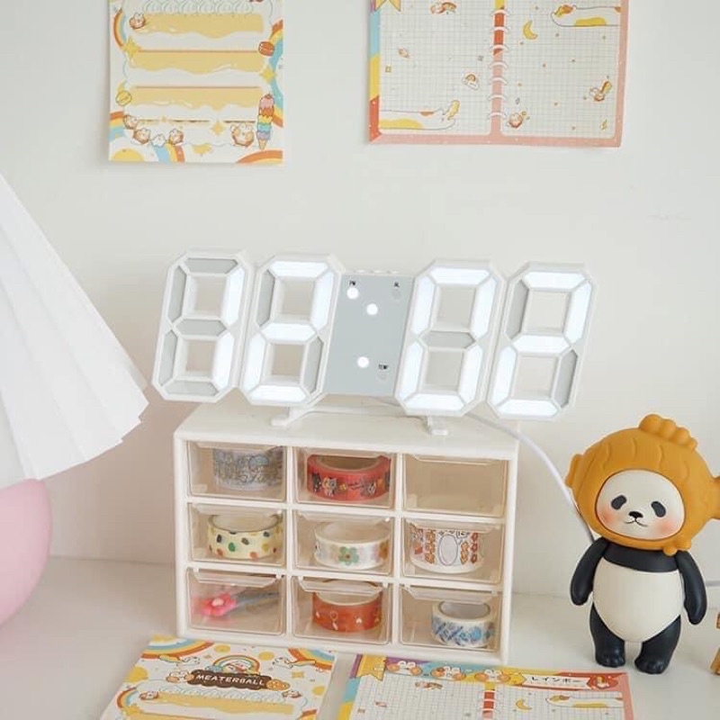Đồng Hồ Điện Tử Để Bàn, Treo Tường Cao Cấp - Báo Thức & Đo Nhiệt Độ - Đồng hồ trang trí 3D