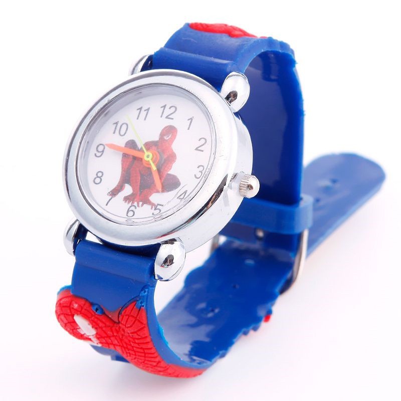 Đồng hồ đeo tay mặt tròn hình người nhện cho bé