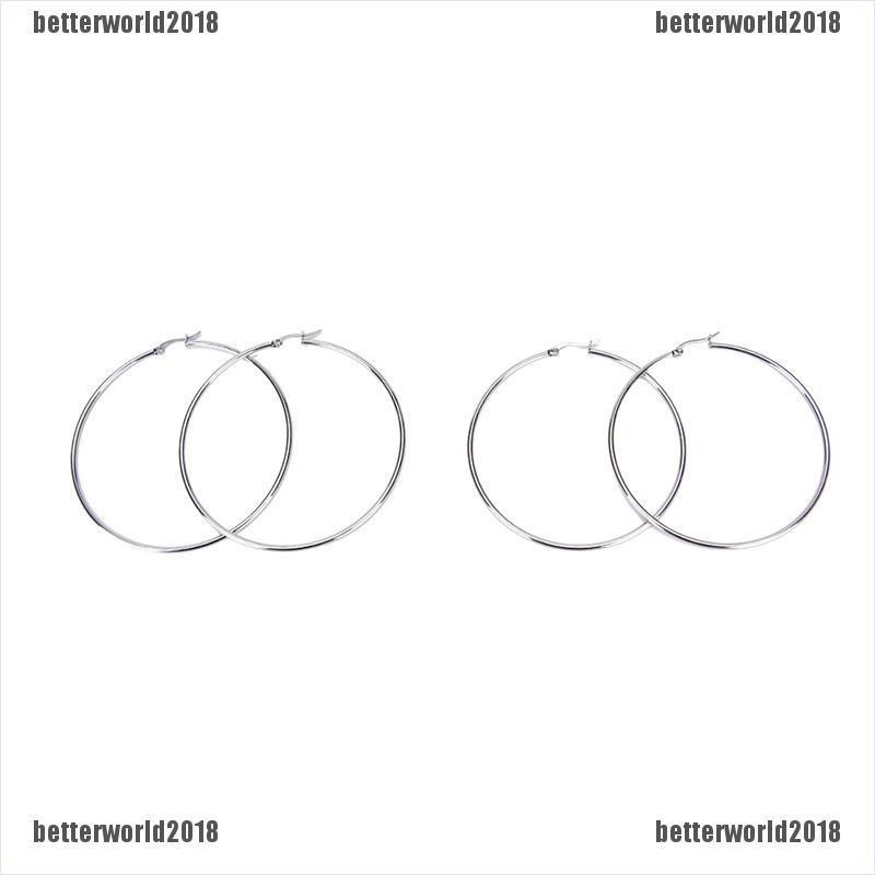 Bông tai tròn bằng thép không gỉ thời trang nữ tính