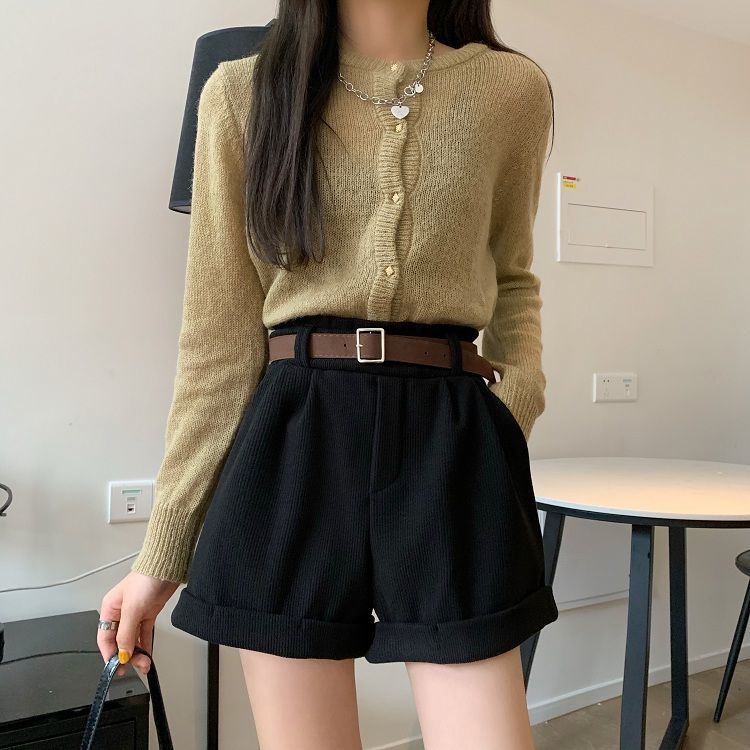 Quần short nữ ống rộng lưng cao phong cách Hàn Quốc mới