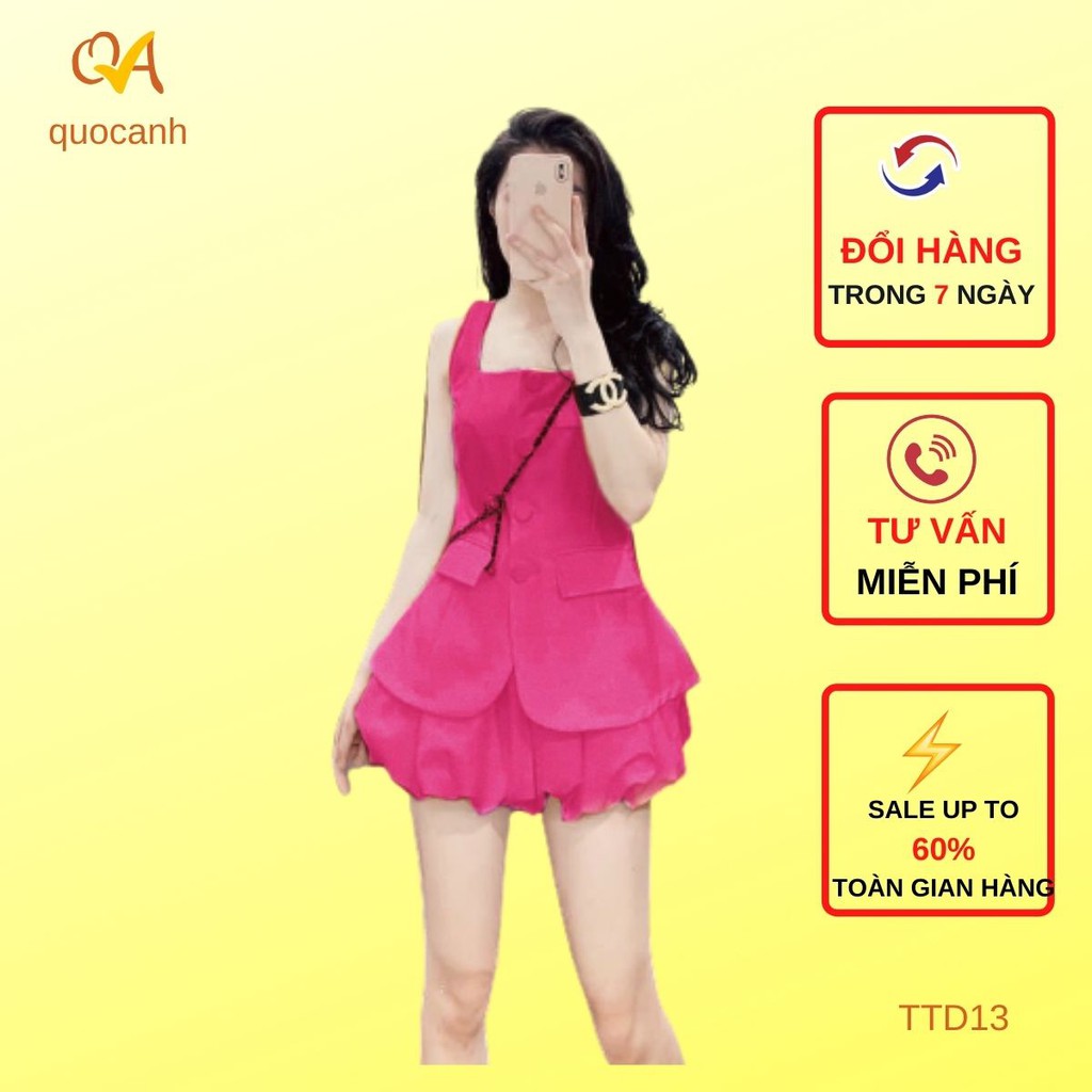 Set Đồ Nữ Đi Chơi, Set Áo Vest Váy Đầm Bí, Đồ Nữ Cá Tính, Phối nút Sang Chảnh, Kiểu Đẹp, Thời Trang Hot Thu Đông 2021