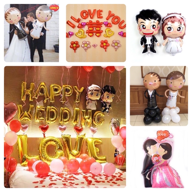 Bóng cặp Cô Dâu - Chú Rể trang trí ngày cưới