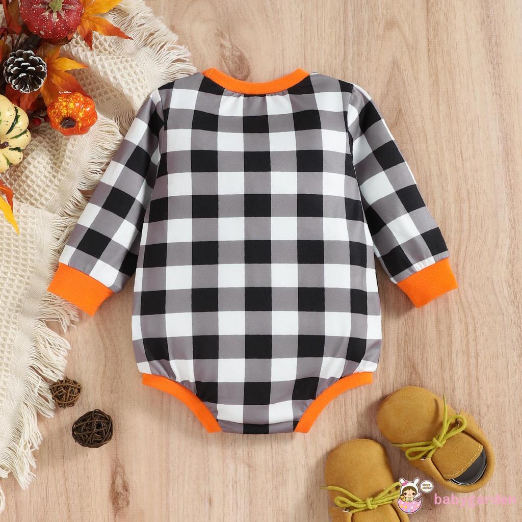 Bộ Áo Liền Quần Tay Dài In Họa Tiết Bí Ngô / Quả Bí Ngô Halloween Dành Cho Trẻ Em 0-18 Tháng Tuổi