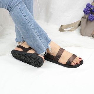 [Video] Giày sandal nữ 2 dây Gia Vy (Giavy SK411 đế bệt cao su thịnh hành, dép có quai hậu dán)