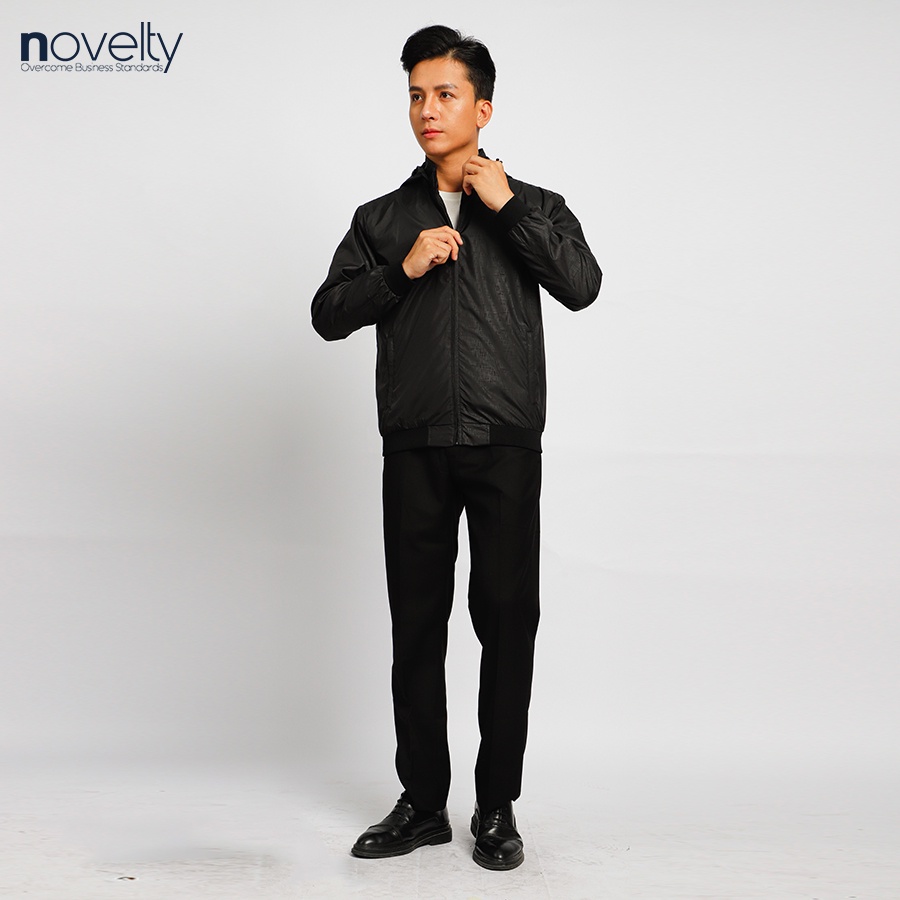 Áo jacket nam in chìm nón rời Novelty trượt nước màu đen 2203162