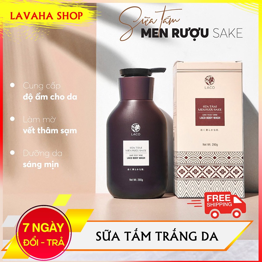 Sữa tắm trắng da nước hoa hương men rượu sake dưỡng ẩm mềm mịn, chống khô da 290gr - LAVAHA SHOP LC013
