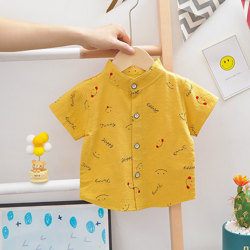 [2 MÀU] Bộ áo yếm ngắn tay cho bé Smile Happy Funny CTF107 - Màu: Nhiều màu