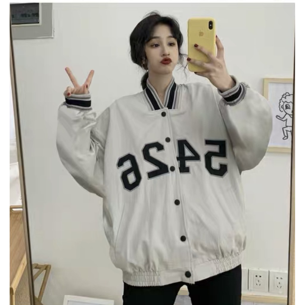 Áo khoác bomber bóng chày nữ 5426 dáng rộng unisex | BigBuy360 - bigbuy360.vn