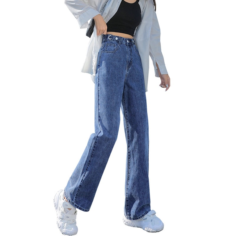 Quần Jean Lưng Cao Ống Rộng Plus Size Theo Phong Cách Retro Hàn Quốc Dành Cho Nữ