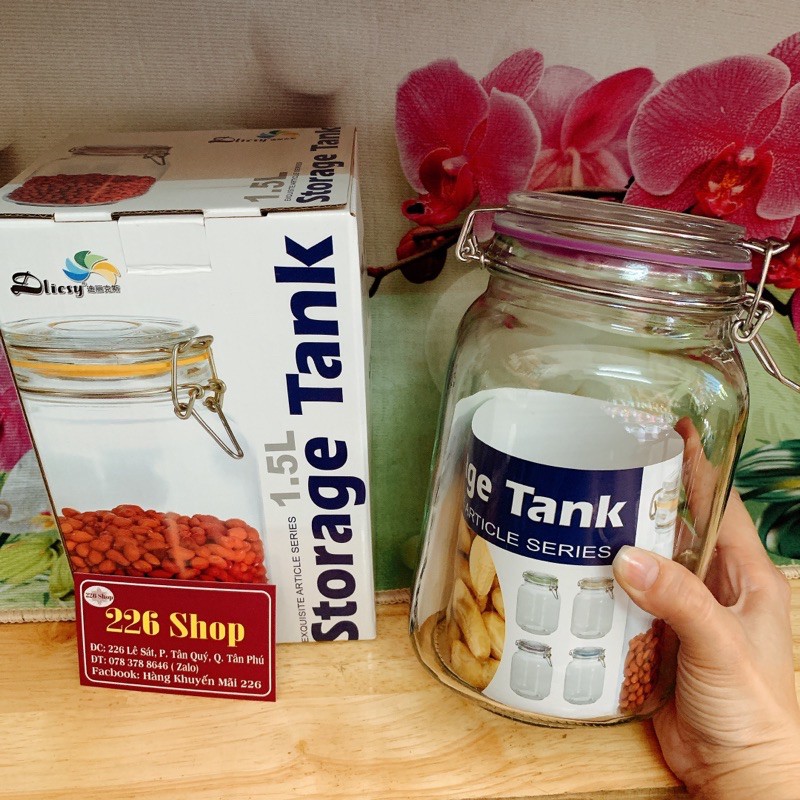 Hũ thuỷ tinh nắp gài inox Dlicsy cao cấp -Đủ size như hình