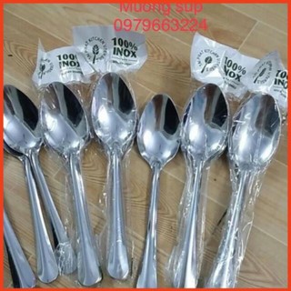 COMBO 10 muỗng cơm, muỗng canh sâu muỗm soúp inox cán dài hàng dày