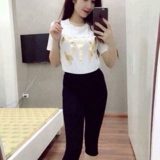 Quần legging nâng mông lửng màu đen