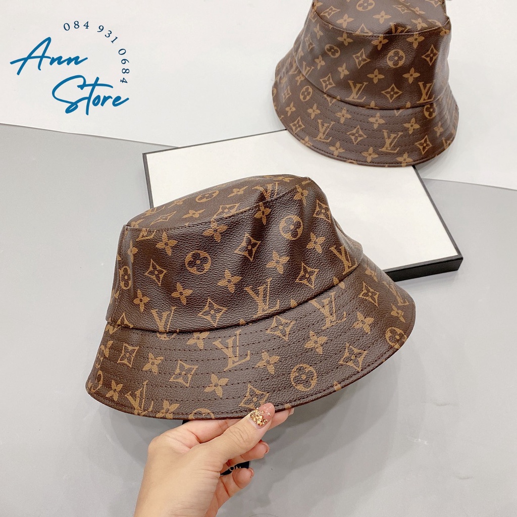 Mũ Bucket LV - Lưỡi trai Da LV Thời Trang, Chất Liệu Da PU Cao Cấp, Màu Nâu, Họa Tiết Logo Hãng Đặc Trưng, Full Tag
