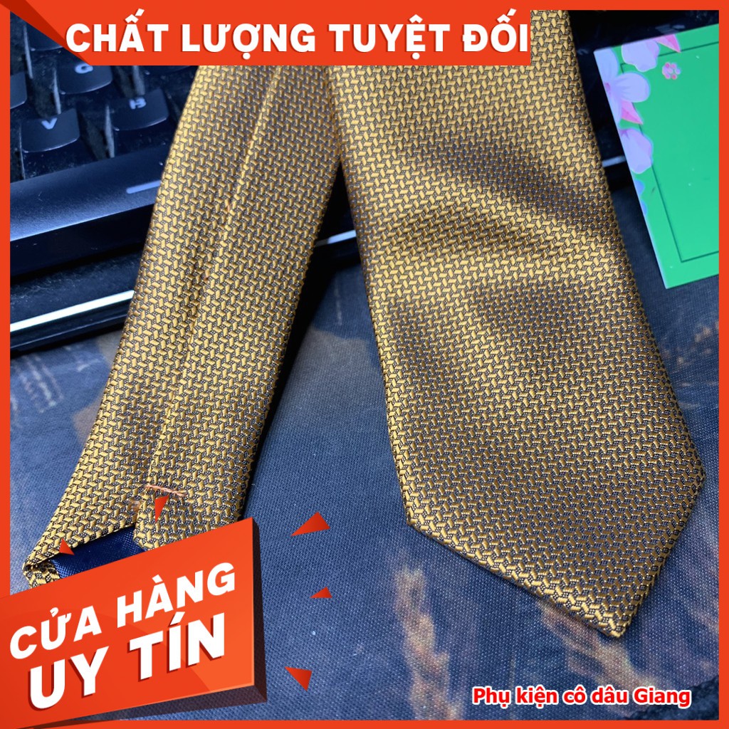 <TP>Cà vạt nam vải gân màu vàng đồng - cà vạt công sở bản 5cm hàn quốc