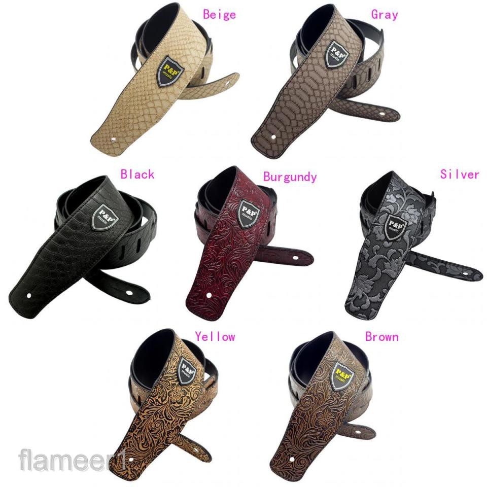 Dây Đeo Bằng Da PU Bền Bỉ Dành Cho Đàn Guitar Bass Flameame1